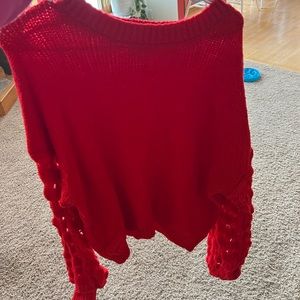 Red pink lily sweater